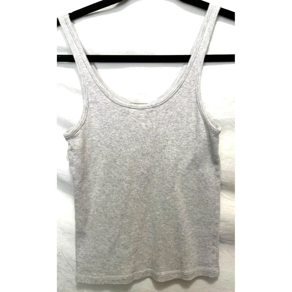 Brandy‎ Melville O/S Women's Gray Cropped 1/4 Snap Front Fitted Cropped Tank Top